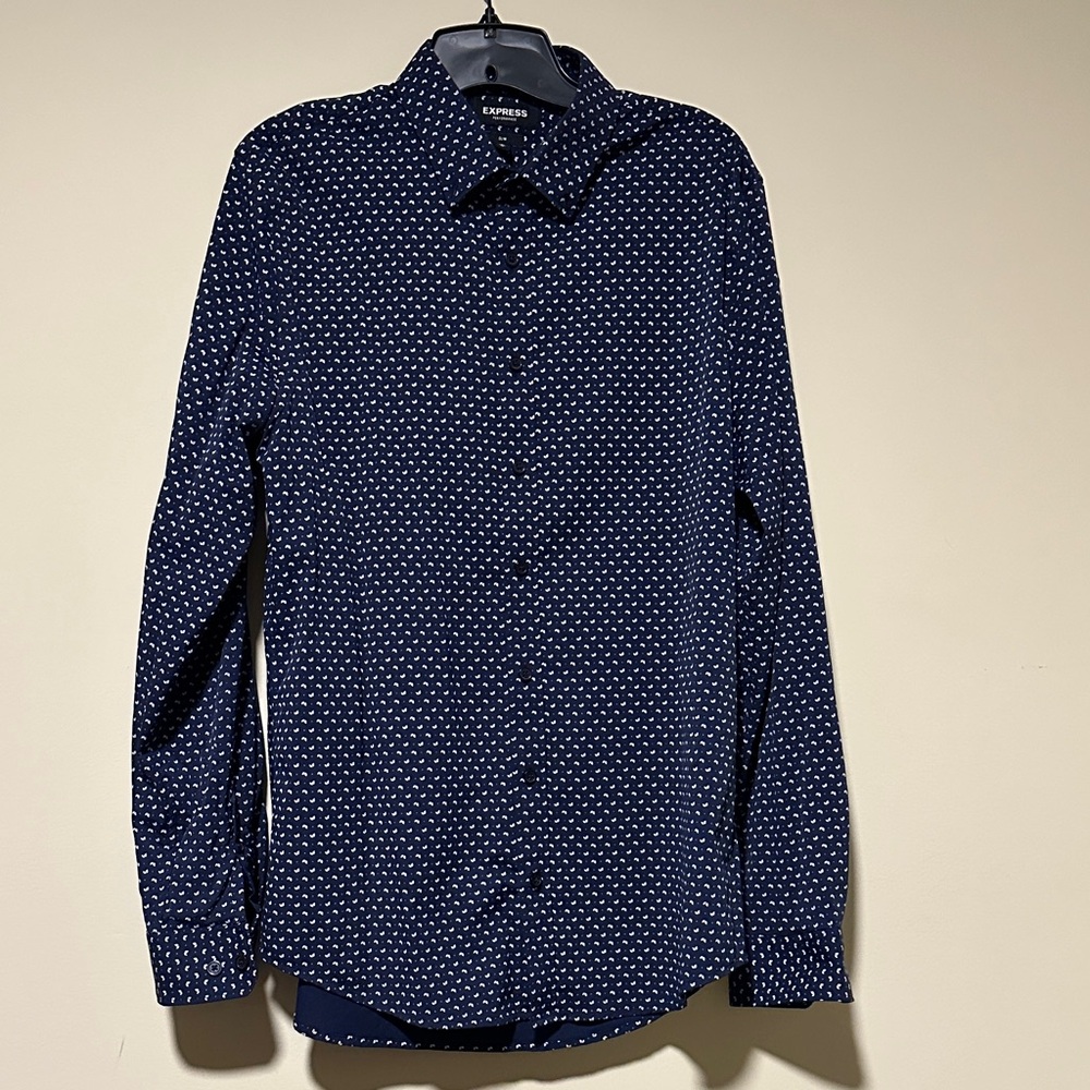 Express Navy Patterned Casual Shirt